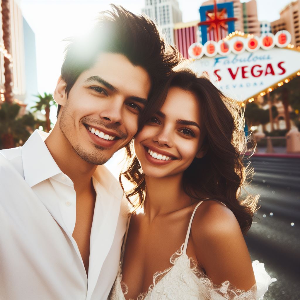 couple eloping in vegas