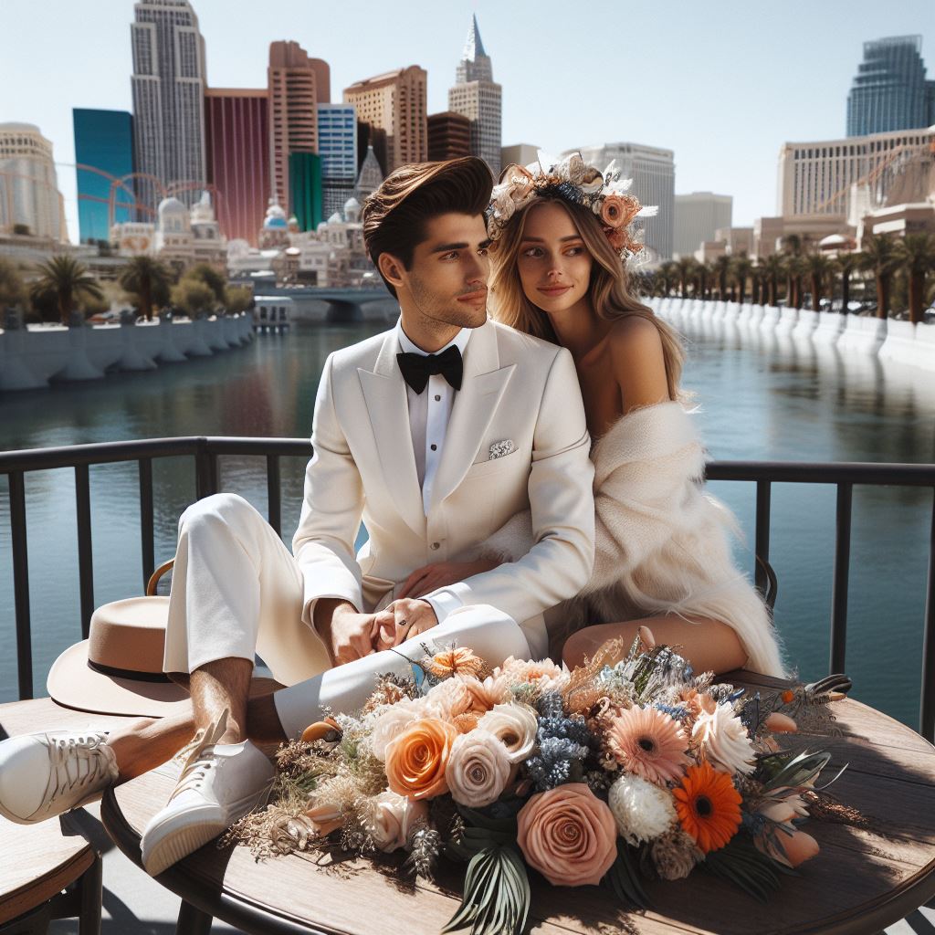 young couple eloping in vegas
