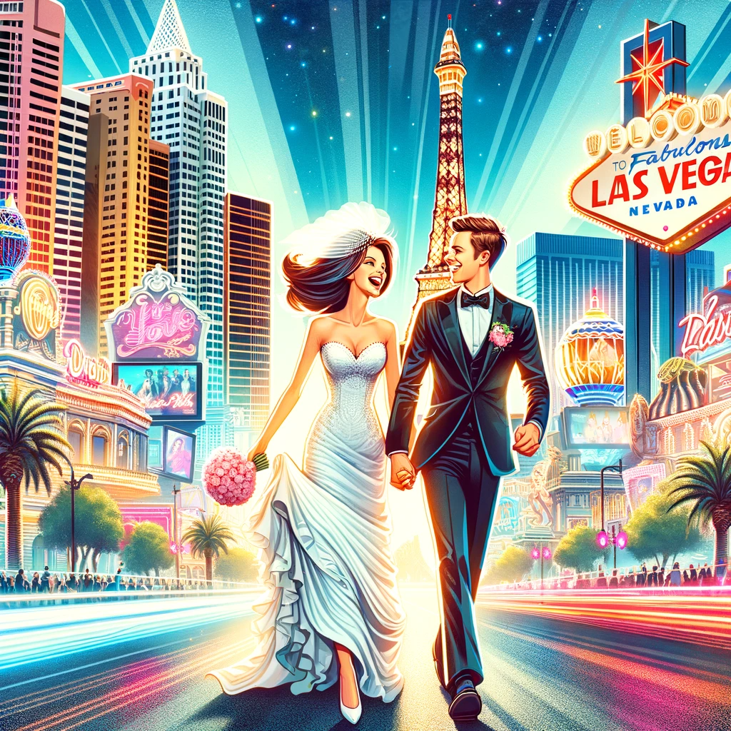 newly married couple in vegas