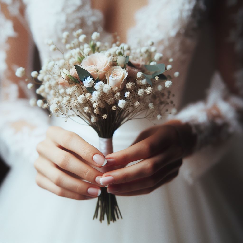 bouquet of flowers held by bride
