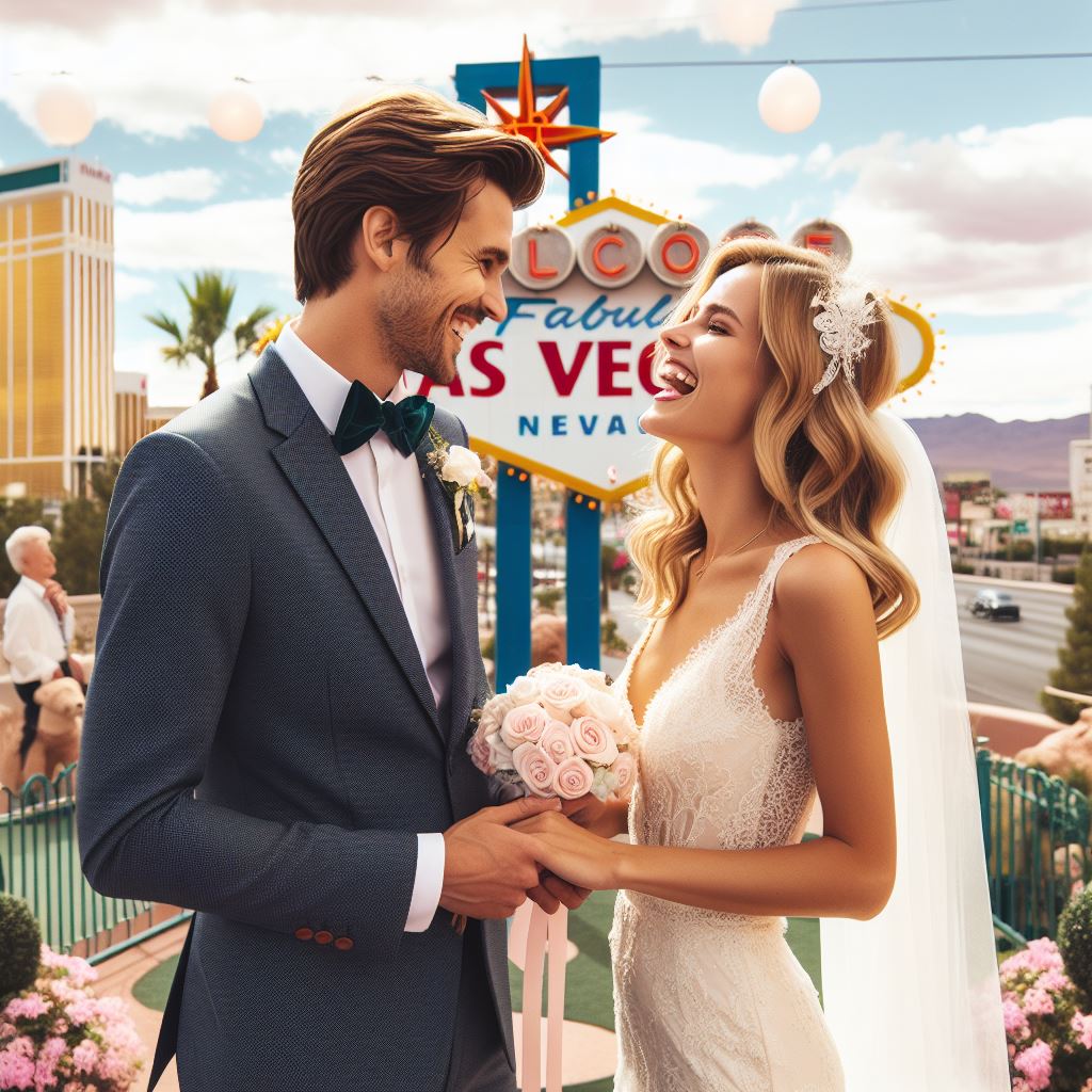 newlywed couple in vegas