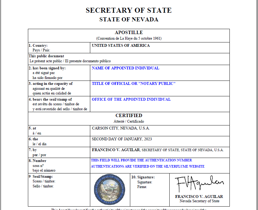 Apostille for Las Vegas Marriage Certificate