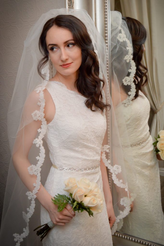 Bride in rented Las Vegas wedding gown at chapel